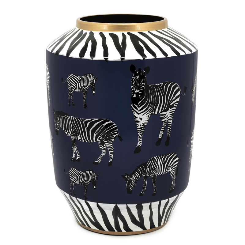 Ваза VASE ZEBER CYL Черно-белый Синий Ваза VASE ZEBER CYL Черно-белый Синий в Твери | Loft Concept