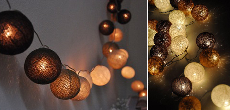 Гирлянда хлопковые фонарики Сotton Ball Brown - Loft-Concept в Твери