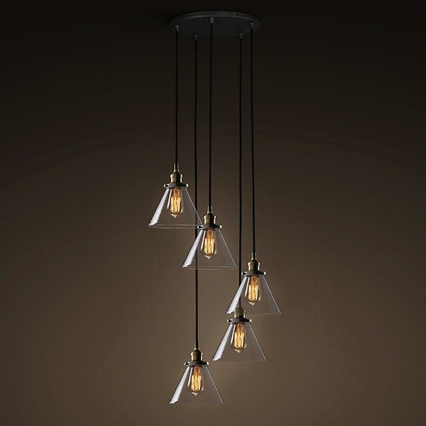 Подвесной светильник Loft Clear Glass Wide Cloche 5 Черный Подвесной светильник Loft Clear Glass Wide Cloche 5 Черный в Твери | Loft Concept