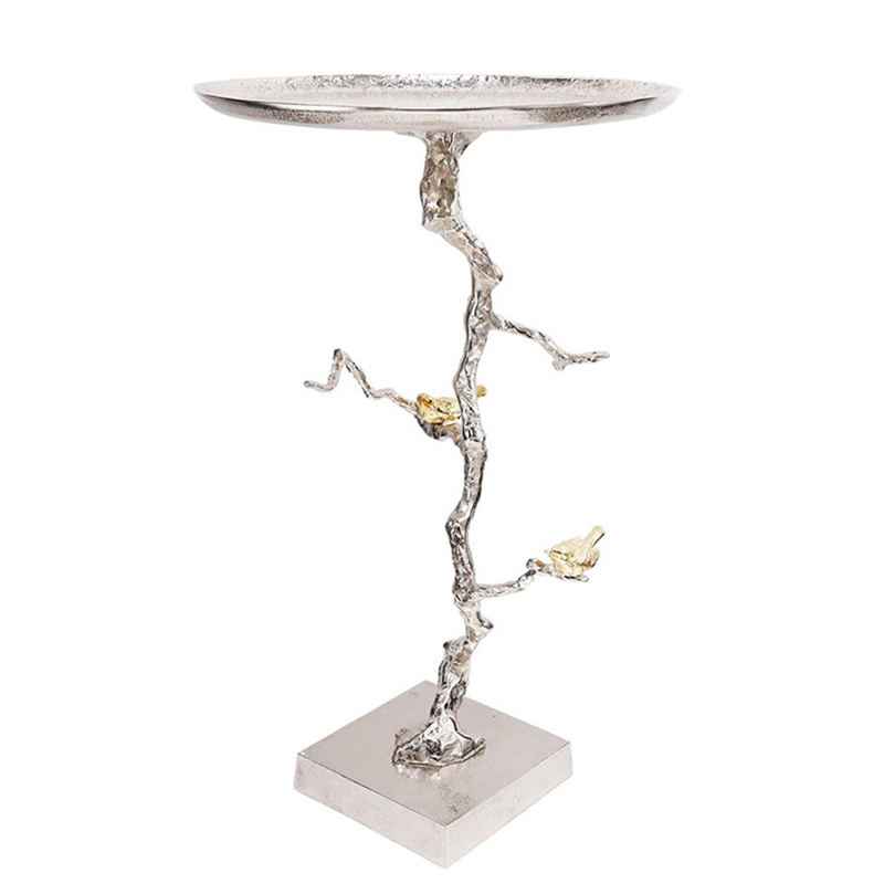 Приставной столик Tree Branch & Bird Сатиновое Серебро Золотой Приставной столик Tree Branch & Bird Сатиновое Серебро Золотой в Твери | Loft Concept
