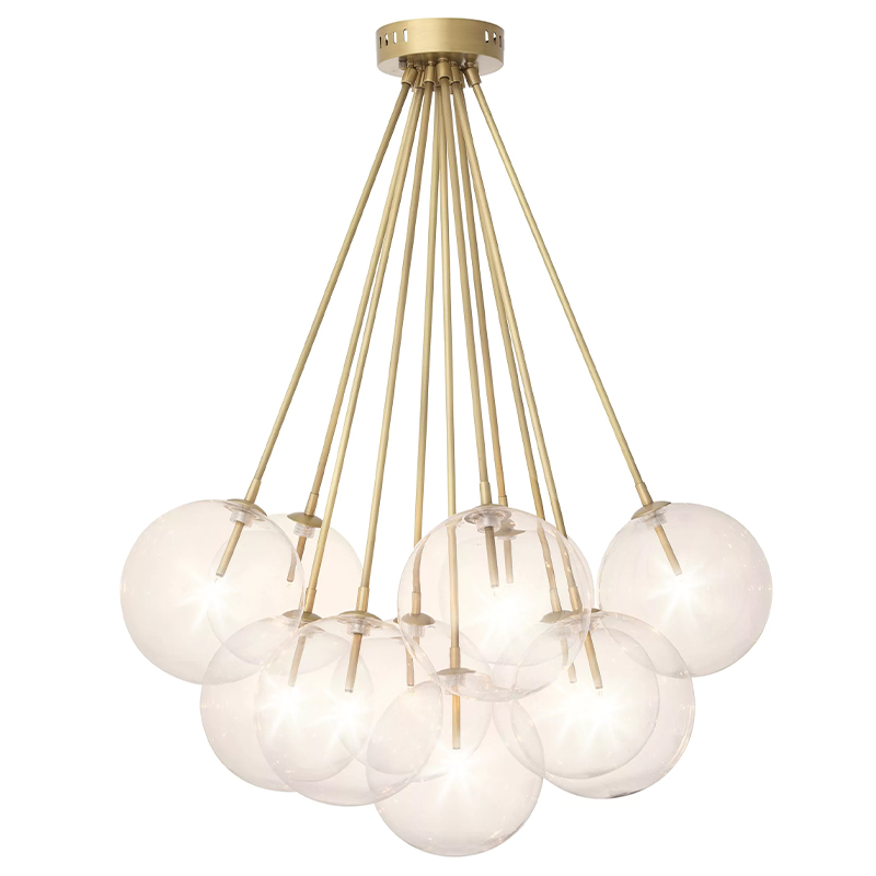 Люстра Eichholtz Ceiling Lamp Molecule Brass Латунь Прозрачное Стекло в Твери | Loft Concept 