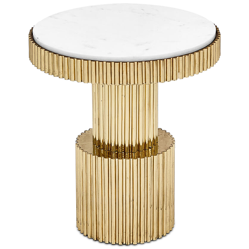 Приставной стол Brass Column Side Table Белый Латунь Приставной стол Brass Column Side Table Белый Латунь в Твери | Loft Concept