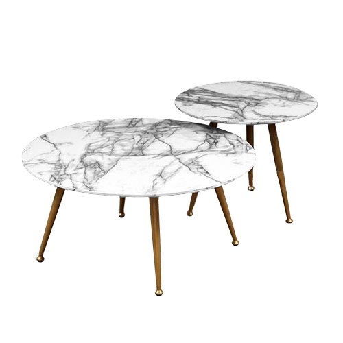 Комплект из двух столов Marble & Brass Латунь Белый Комплект из двух столов Marble & Brass Латунь Белый в Твери | Loft Concept
