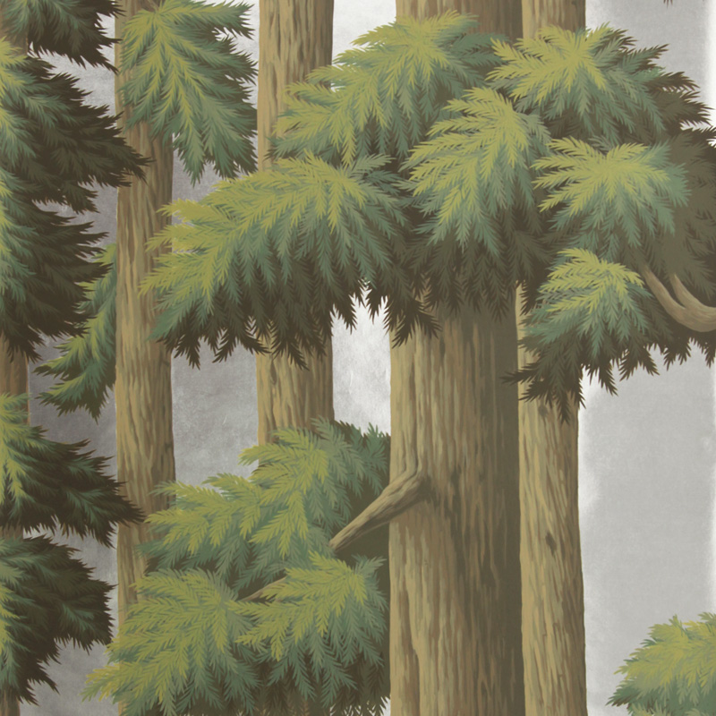 Обои ручная роспись Redwoods Sequoia on Sterling Silver gilded paper Обои ручная роспись Redwoods Sequoia on Sterling Silver gilded paper в Твери | Loft Concept