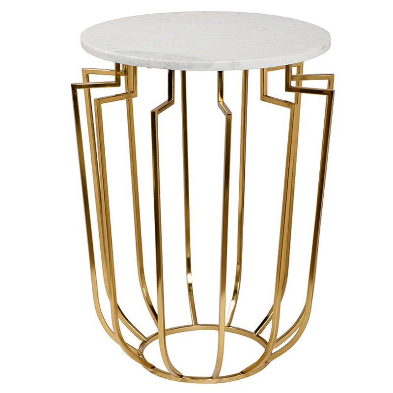 Приставной стол Embret Marble Side Table Глянцевое золото Белый Мрамор Bianco Приставной стол Embret Marble Side Table Глянцевое золото Белый Мрамор Bianco в Твери | Loft Concept