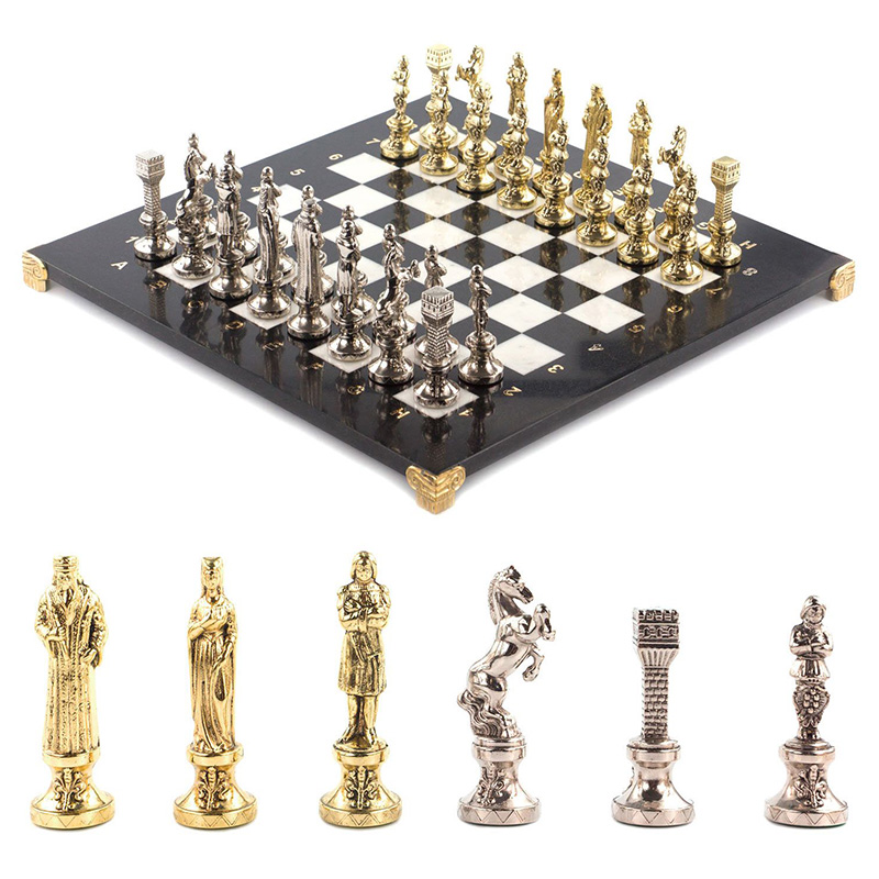 Шахматы Ренессанс с доской из натурального мрамора Decorative Thematic Chess Золотой Серебряный Черный Белый Шахматы Ренессанс с доской из натурального мрамора Decorative Thematic Chess Золотой Серебряный Черный Белый в Твери | Loft Concept