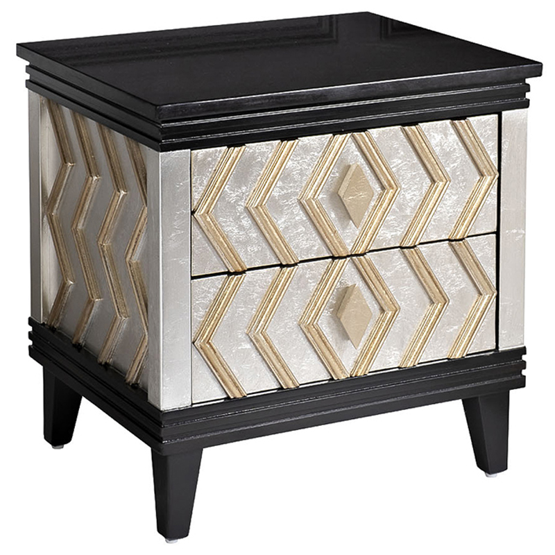 Тумба с каменной столешницей Birgit Nightstand Черный Серебряный Тумба с каменной столешницей Birgit Nightstand Черный Серебряный в Твери | Loft Concept