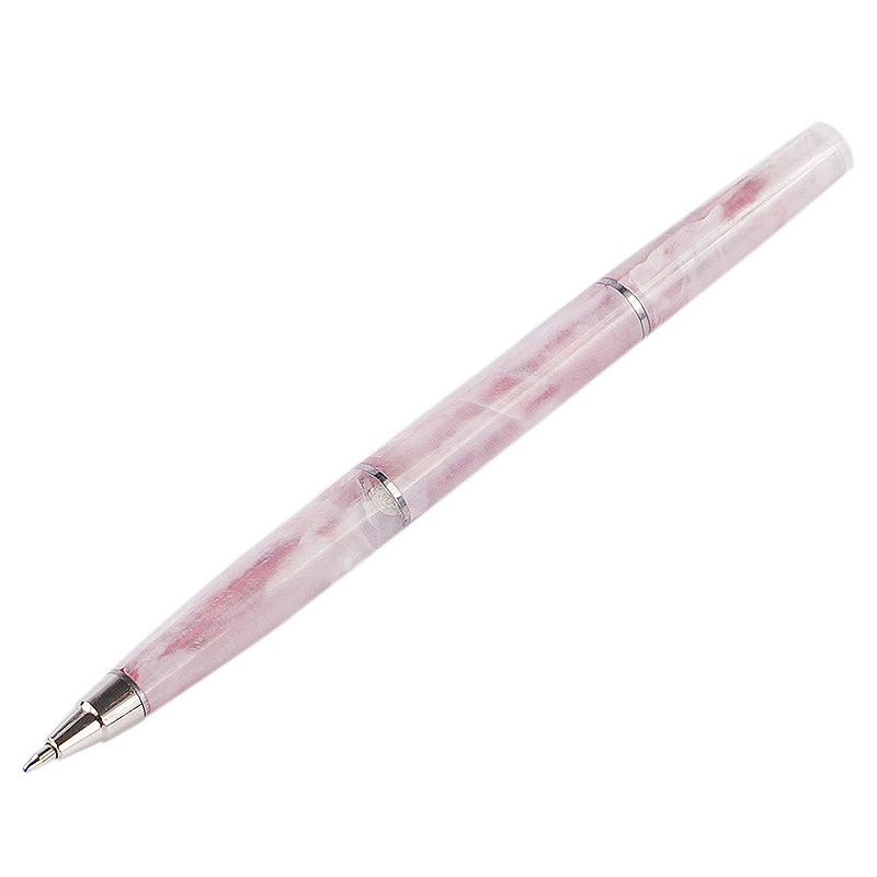 Ручка шариковая из натурального камня Кварц Розовый Stone Pens Розовый Серебряный в Твери | Loft Concept 