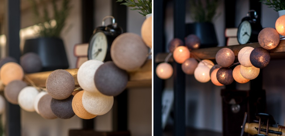 Гирлянда хлопковые фонарики Сotton Ball Clay - Loft-Concept в Твери