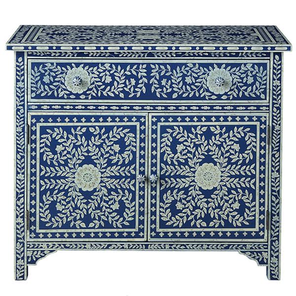 Комод инкрустация костью ORIENTAL Indian синий орнамент Синий Комод инкрустация костью ORIENTAL Indian синий орнамент Синий в Твери | Loft Concept