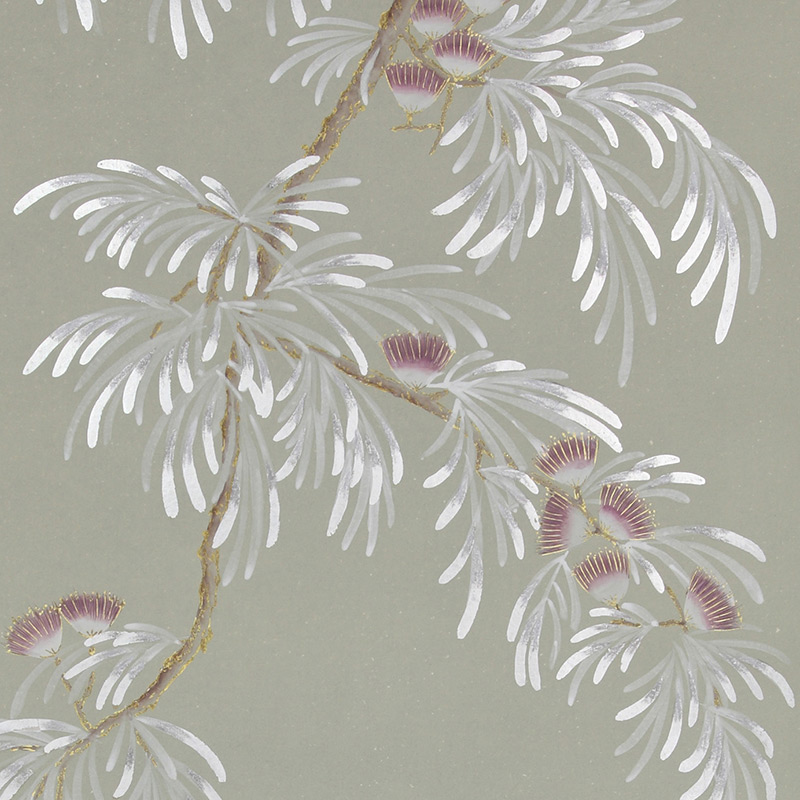 Обои ручная роспись Silk Tree Special Colourway on grey painted Xuan paper Обои ручная роспись Silk Tree Special Colourway on grey painted Xuan paper в Твери | Loft Concept