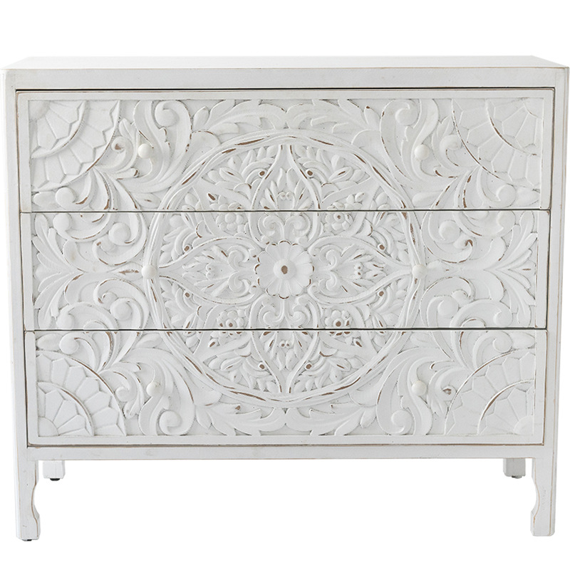 Комод с резным декорированным фасадом Matsi Provence Chest of Drawers Белый Белый в Твери | Loft Concept 