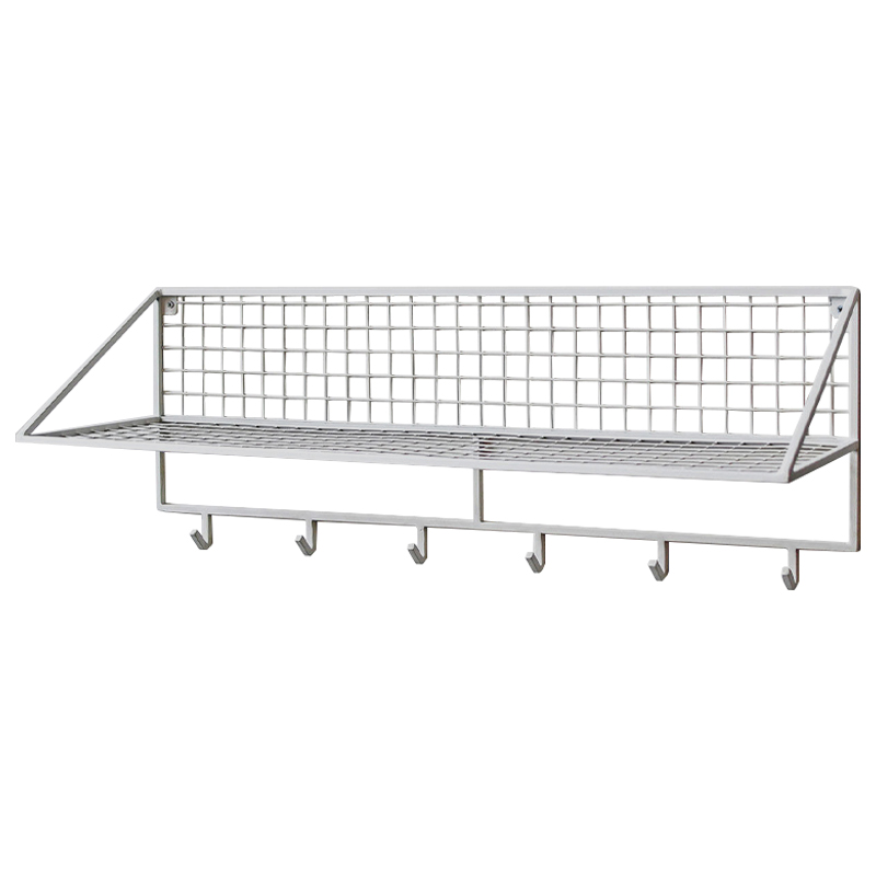 Вешалка с полкой Rhian Industrial Metal Rust Shelf White Белый в Твери | Loft Concept 