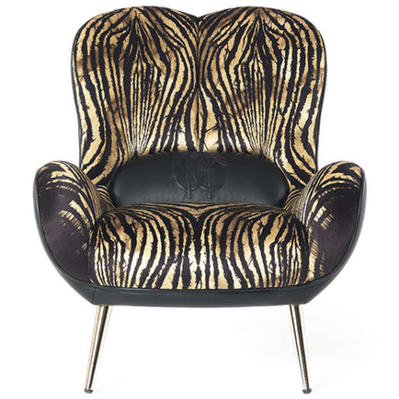 Дизайнерское Кресло Tifnit Armchairs стиль Roberto Cavalli II Черный Бежевый Золотой Дизайнерское Кресло Tifnit Armchairs стиль Roberto Cavalli II Черный Бежевый Золотой в Твери | Loft Concept