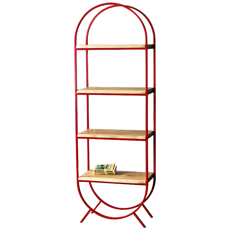 Стеллаж Rumo Industrial Metal Rust Rack Красный Древесина Стеллаж Rumo Industrial Metal Rust Rack Красный Древесина в Твери | Loft Concept