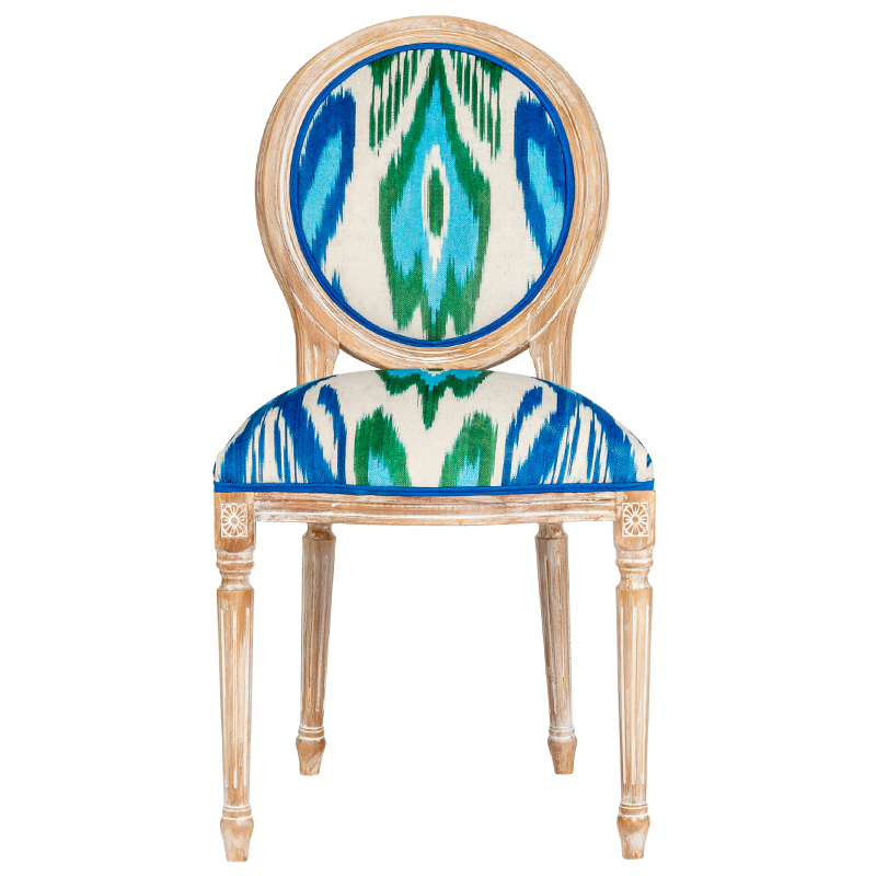 Мягкий стул с узором Ikat Pattern Белый Коричневый Мульти в Твери | Loft Concept 