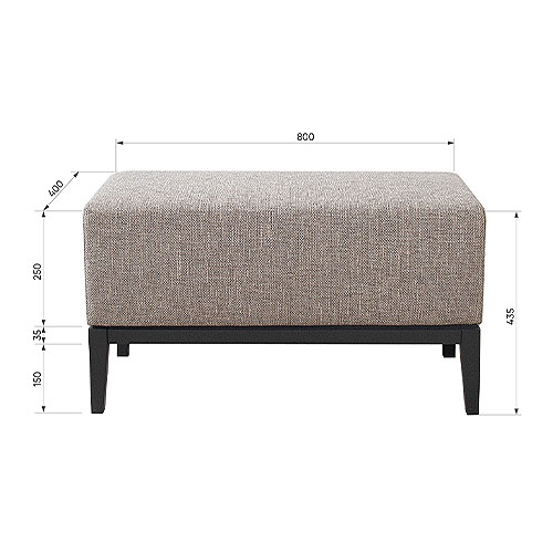 Банкетка из массива бука с бежевой обивкой из рогожки на 4-х ножках черного цвета Fjord в Твери