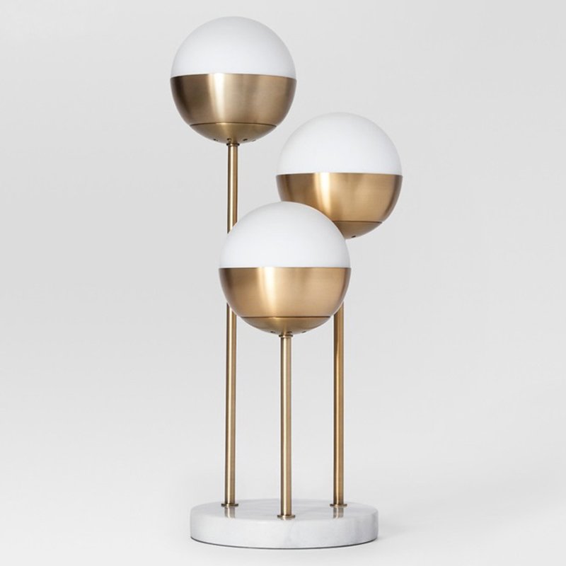 Geneva Glass Table Lamp Triple Globe Белый Латунь в Твери | Loft Concept 
