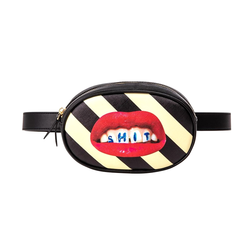 Поясная сумка Seletti Shit Striped Черный Красный Белый Поясная сумка Seletti Shit Striped Черный Красный Белый в Твери | Loft Concept