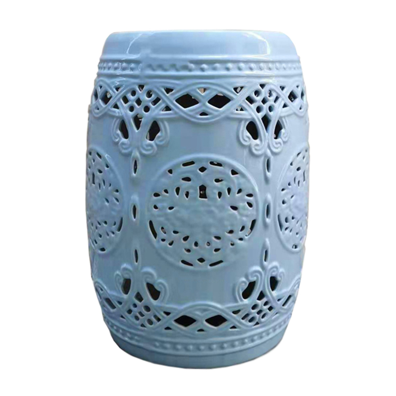 Керамический табурет Blue Ceramic Patterned Chair Голубой Керамический табурет Blue Ceramic Patterned Chair Голубой в Твери | Loft Concept