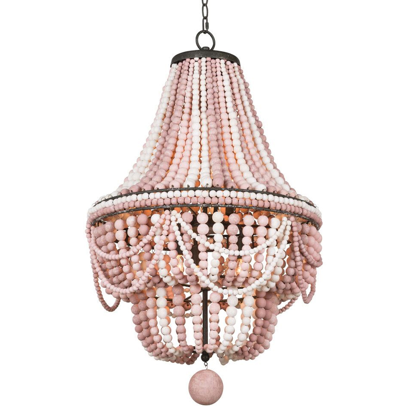 Люстра каплевидной формы украшенная розовыми круглыми бусинами Pink Beads Chandelier Розовый Белый Люстра каплевидной формы украшенная розовыми круглыми бусинами Pink Beads Chandelier Розовый Белый в Твери | Loft Concept