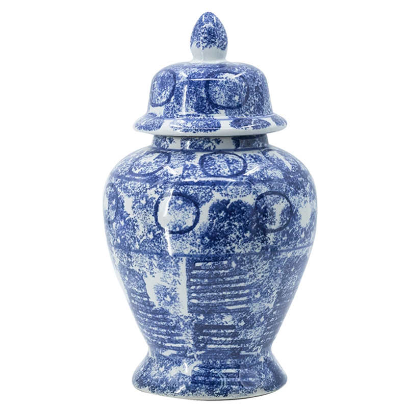Ваза с крышкой Abstraction Vase Синий Белый Ваза с крышкой Abstraction Vase Синий Белый в Твери | Loft Concept