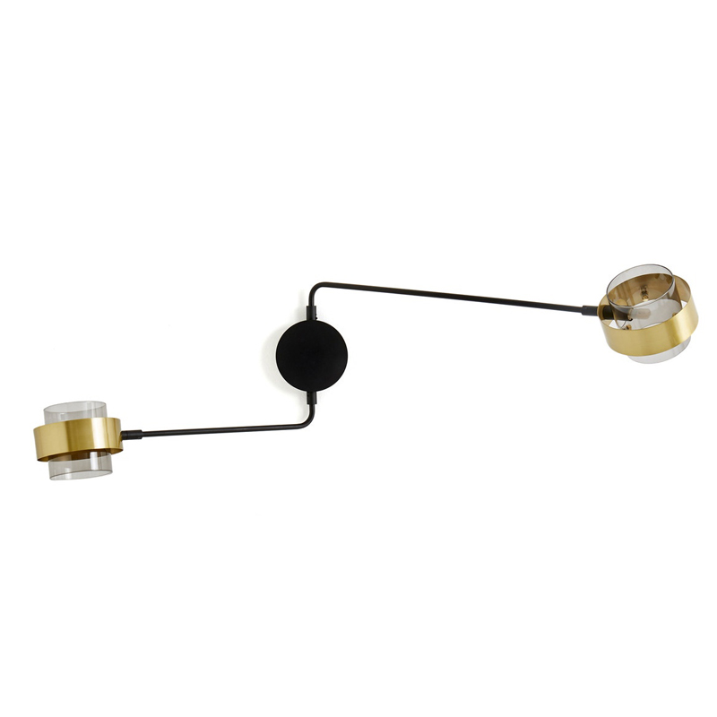Бра Truvor Sconce Double Стекло Смок Латунь Черный Бра Truvor Sconce Double Стекло Смок Латунь Черный в Твери | Loft Concept
