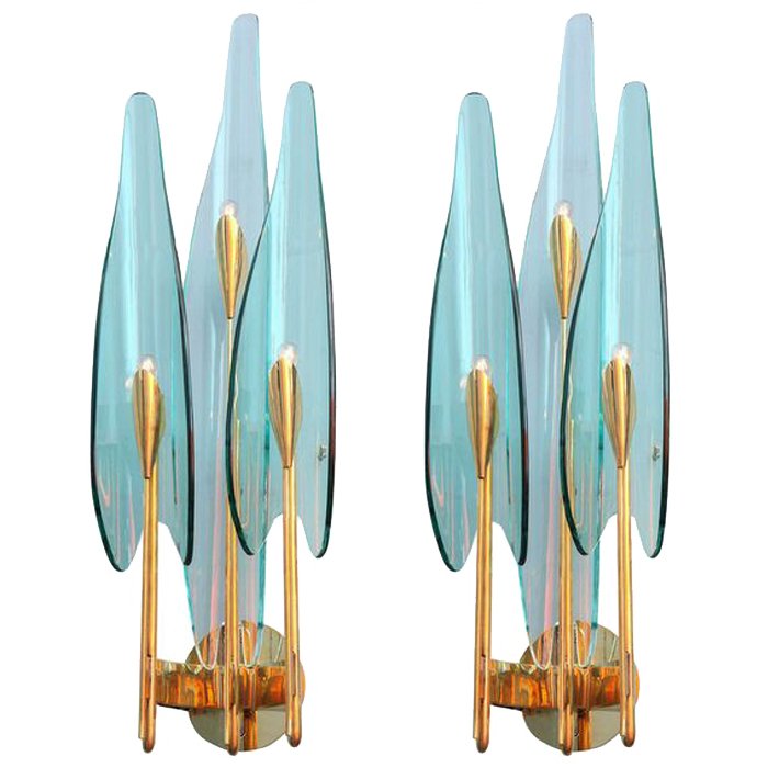 Бра Max Ingrand for Fontana Arte Sconces Золотой Синий Бра Max Ingrand for Fontana Arte Sconces Золотой Синий в Твери | Loft Concept