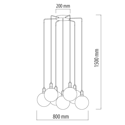Люстра с 7-ю плафонами из прозрачного стекла в форме шара Orb Cascade  в Твери