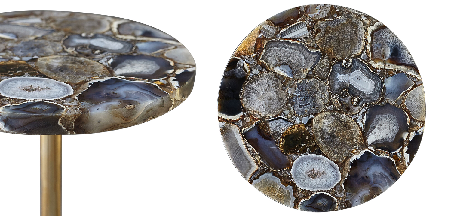 Приставной столик со столешницей из агата Grey Agate Side Table - фото
