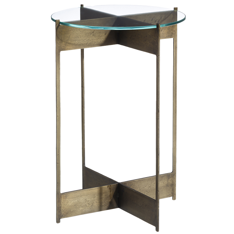 Круглый приставной столик со стеклянной столешницей Lochlan Side Table Бронза Прозрачное Стекло Круглый приставной столик со стеклянной столешницей Lochlan Side Table Бронза Прозрачное Стекло в Твери | Loft Concept