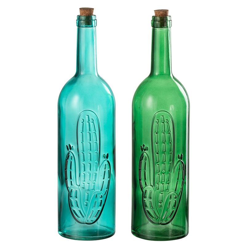 Набор декоративных бутылок Blue Green Cactus Голубой Зеленый Набор декоративных бутылок Blue Green Cactus Голубой Зеленый в Твери | Loft Concept
