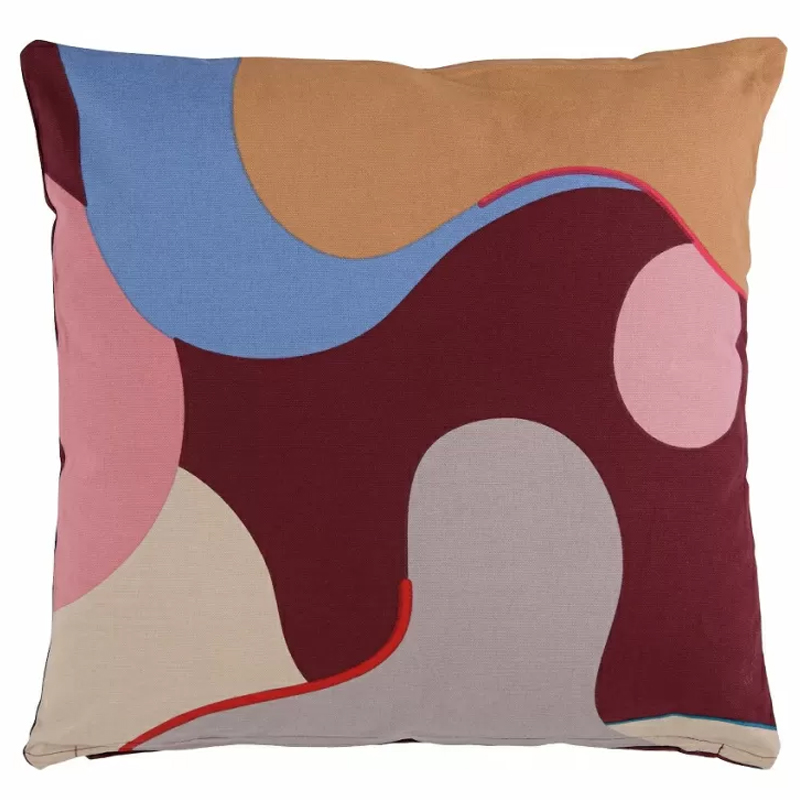 Подушка декоративная хлопковая с абстрактным принтом Elysian Flow Terra Мульти в Твери | Loft Concept 