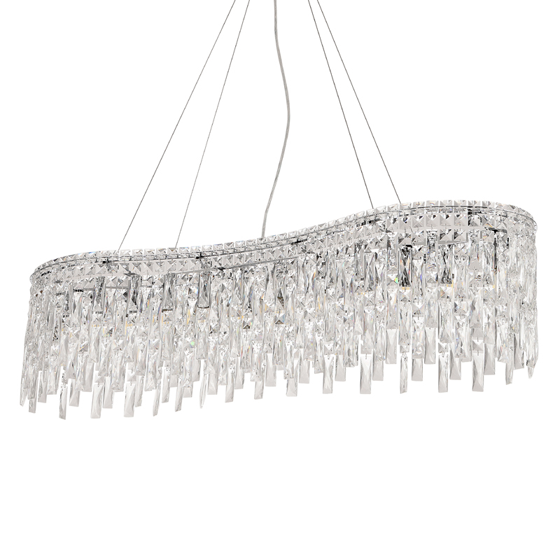 Люстра подвесная вытянутой формы с хрустальными подвесками Ludivine Lighting Хром Прозрачный Люстра подвесная вытянутой формы с хрустальными подвесками Ludivine Lighting Хром Прозрачный в Твери | Loft Concept