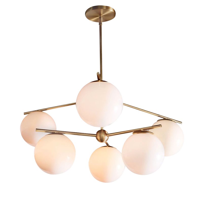 Люстра Sphere Stem 6-Light Chandelier Bronze Латунь Белый Люстра Sphere Stem 6-Light Chandelier Bronze Латунь Белый в Твери | Loft Concept