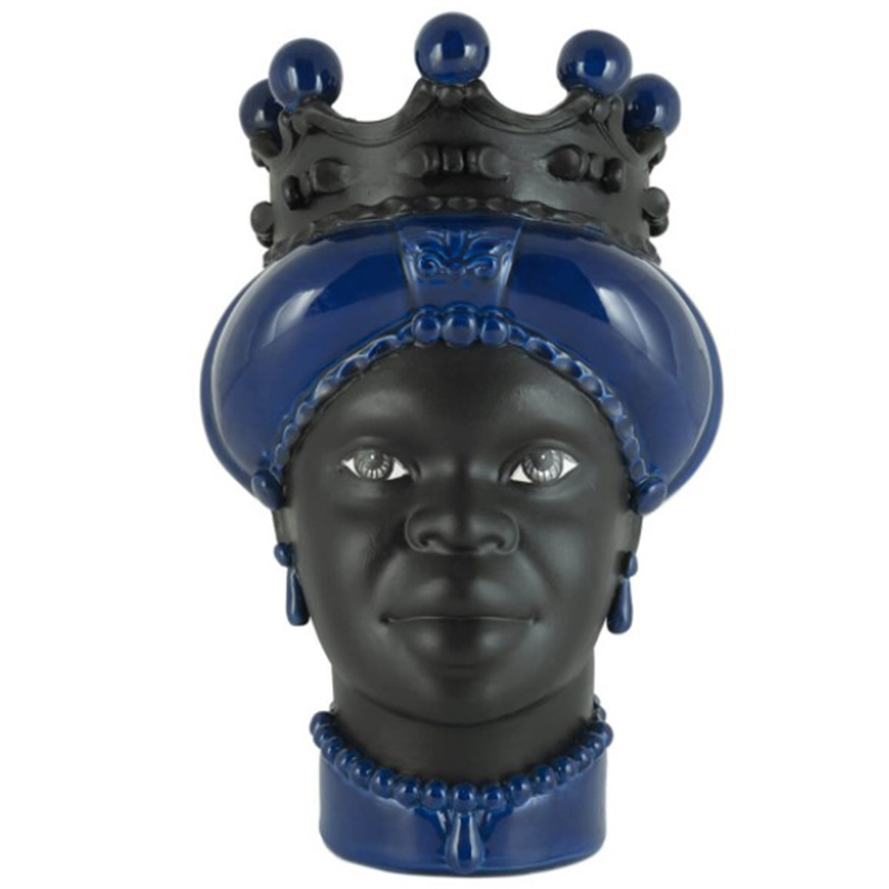Ваза VASE MORO LADY CROWN DARK blue Черный Синий Ваза VASE MORO LADY CROWN DARK blue Черный Синий в Твери | Loft Concept