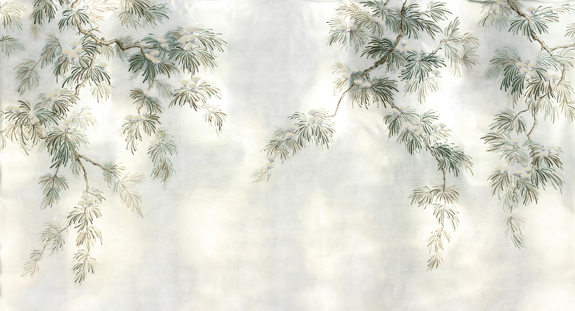 Обои ручная роспись Silk Tree Original colourway on White Metal gilded paper Обои ручная роспись Silk Tree Original colourway on White Metal gilded paper - постер Loft-Concept в Твери