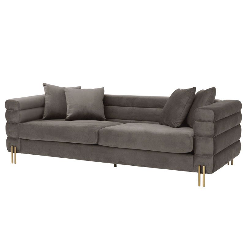 Диван Eichholtz Sofa York grey Серый Латунь Диван Eichholtz Sofa York grey Серый Латунь в Твери | Loft Concept