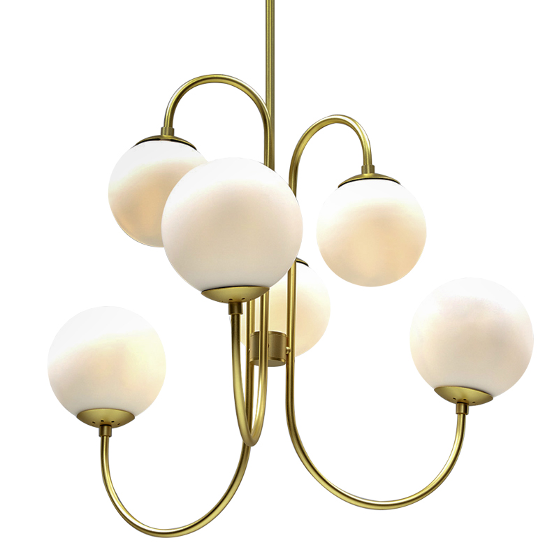 Люстра Gooseneck Pelle Gold Chandelier Белый Золотой Люстра Gooseneck Pelle Gold Chandelier Белый Золотой в Твери | Loft Concept