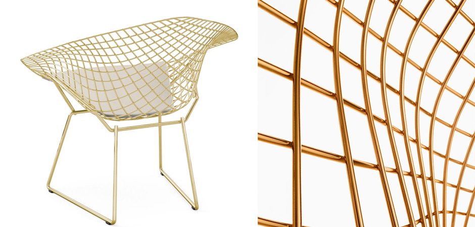 Кресло Bertoia Diamond Chair Gold Кресло Bertoia Diamond Chair Gold - Loft-Concept в Твери