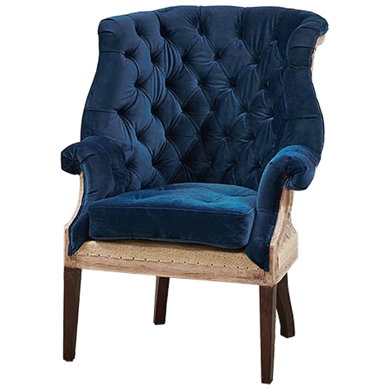 Кресло Gamilton Armchair Blue Синий Коричневый в Твери | Loft Concept 