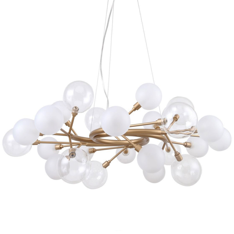 Люстра Berries Chandelier White 85 матовое золото Прозрачный Прозрачный белый Люстра Berries Chandelier White 85 матовое золото Прозрачный Прозрачный белый в Твери | Loft Concept