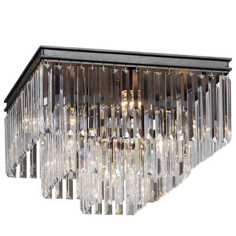 Потолочный светильник ODEON CLEAR GLASS 3-TIER 52 см Черный Потолочный светильник ODEON CLEAR GLASS 3-TIER 52 см Черный в Твери | Loft Concept