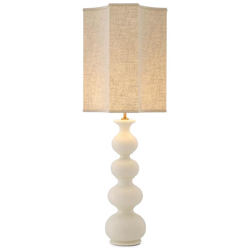 Настольная лампа Eichholtz Table Lamp Mabel Ceramic Бежево-серый Латунь Белый Настольная лампа Eichholtz Table Lamp Mabel Ceramic Бежево-серый Латунь Белый в Твери | Loft Concept