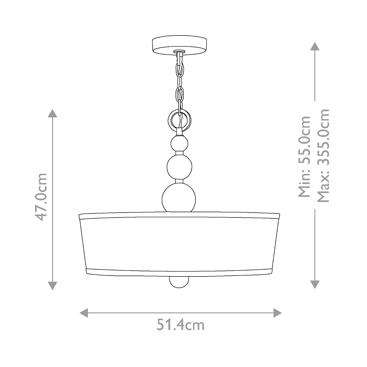Люстра подвесная с белым тканевым цилиндрическим абажуром и декоративными шарами Hinkley в Твери