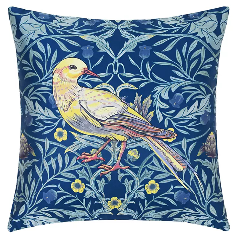 Декоративная подушка Bird and Flower Pattern Cushion Синий Мульти Декоративная подушка Bird and Flower Pattern Cushion Синий Мульти в Твери | Loft Concept