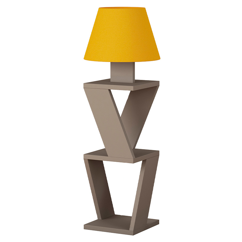 Торшер бежевый с каркасом с 2-мя полками и тканевым абажуром KOZENA SIDE FLOOR LAMP Бежевый Торшер бежевый с каркасом с 2-мя полками и тканевым абажуром KOZENA SIDE FLOOR LAMP Бежевый в Твери | Loft Concept