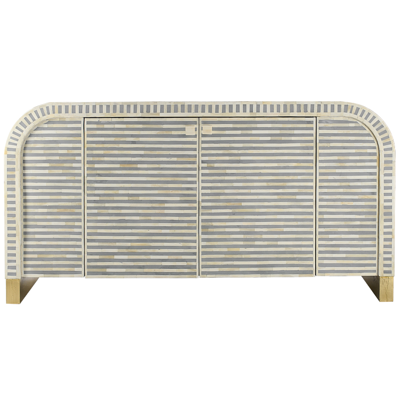 Комод серый с инкрустацией костью Bone Inlay Buffet gray Серый Белый Золотой Комод серый с инкрустацией костью Bone Inlay Buffet gray Серый Белый Золотой в Твери | Loft Concept
