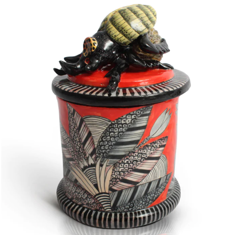 Сосуд с Крышкой красный Dung Beetle Candle Of Hope Красный Серый в Твери | Loft Concept 