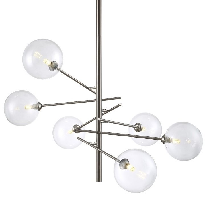 Люстра Gallotti & Radice Straight Nickel 6 Никель Прозрачное Стекло Люстра Gallotti & Radice Straight Nickel 6 Никель Прозрачное Стекло в Твери | Loft Concept